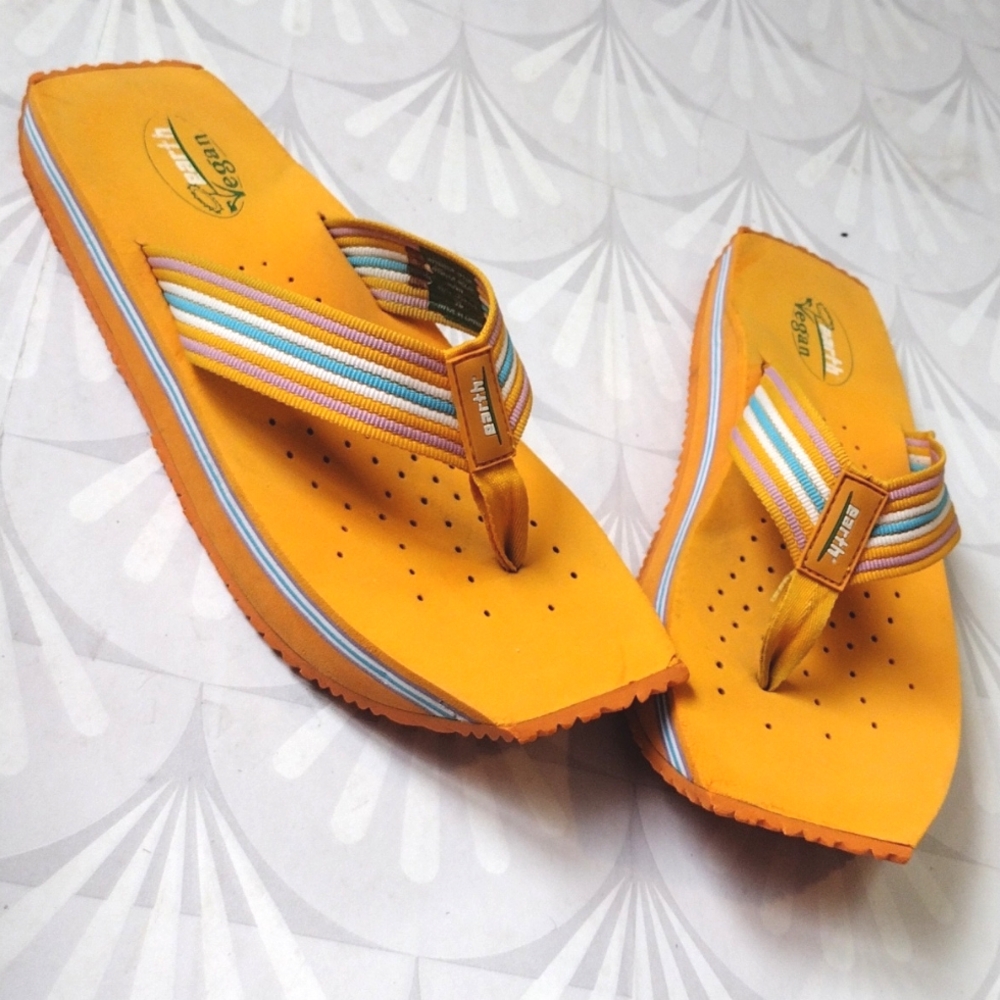 Earth vegan Miami orange flip flops